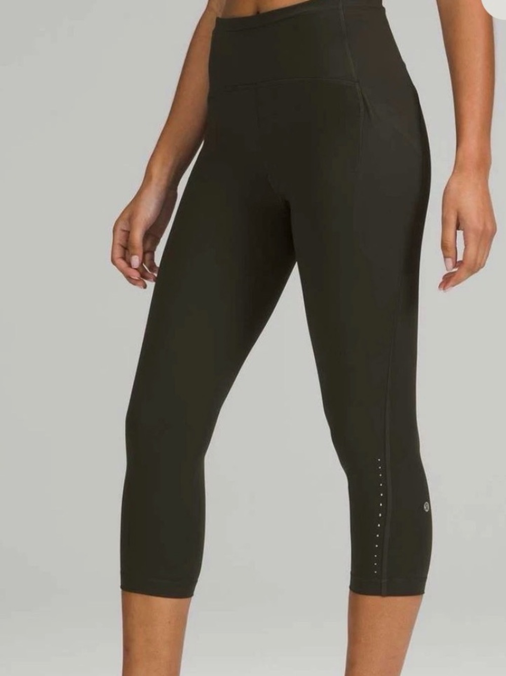Lululemon Women Swift Speed High Rise Crop Legging Size 18 Dark Gray Luxtreme